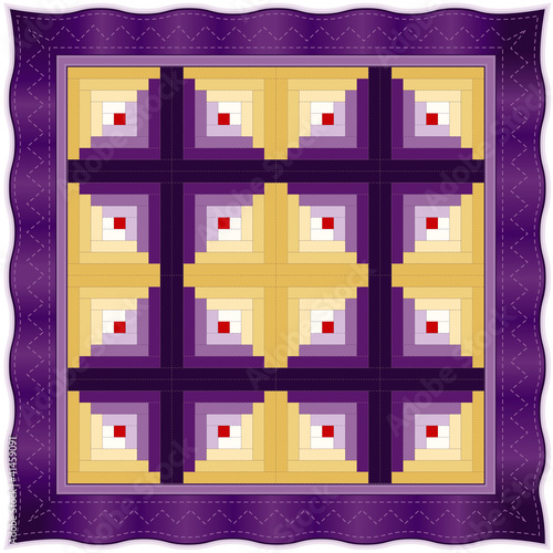 Quilt, Log Cabin Pattern, Barn Raising design, patchwork sewing