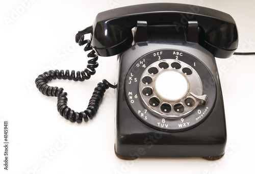 Rotary vintage black telephone