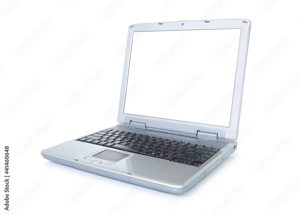 Laptop with white screen, isolated on white Laptop with white screen, isolated on white