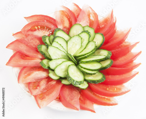 Cucumber and tomato pieces