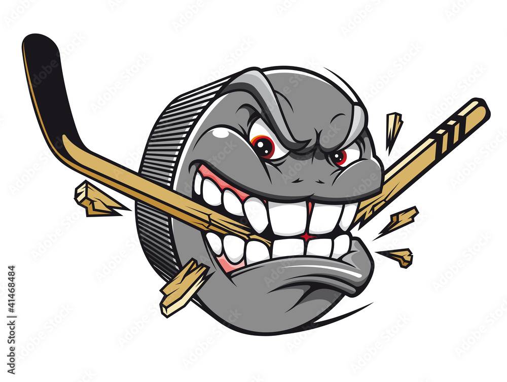 Naklejka premium Hockey puck mascot