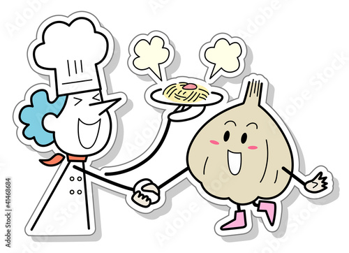 シェフとニンニクの握手