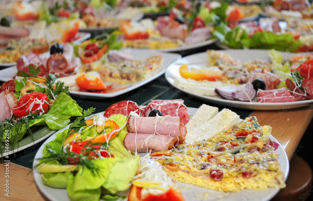 Collage of different fast food products .Feta cheese, olives Collage of different fast food products .Feta cheese, olives