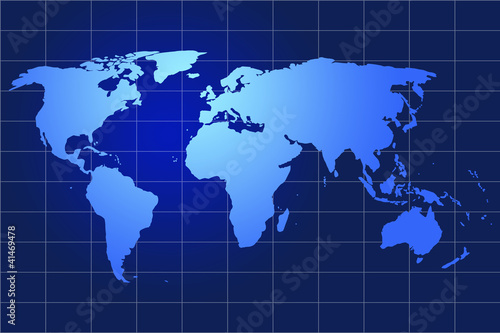 World map blue background