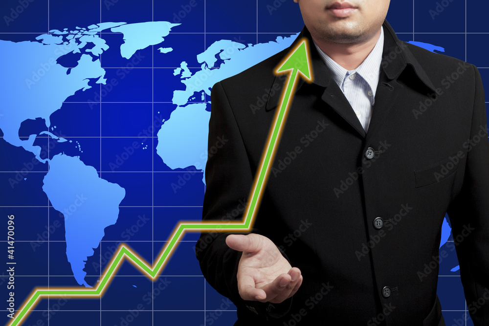 Businessman drawing a graph Businessman drawing a graph