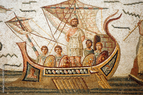 Photo Mosaic scene from Homer's Odyssey in Bardo Museum, Tunisia