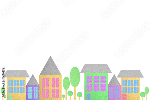 Town created from paper on isolated white background