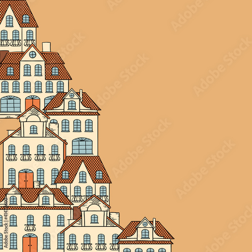 City sketch, houses background for your design.