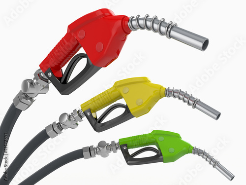 Obraz na płótnie Gas pump nozzles o0n white isolated background