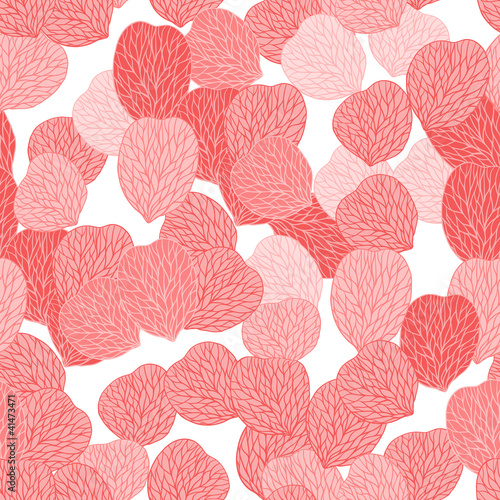 Seamless pattern of pink flower petals. Vector illustranion.