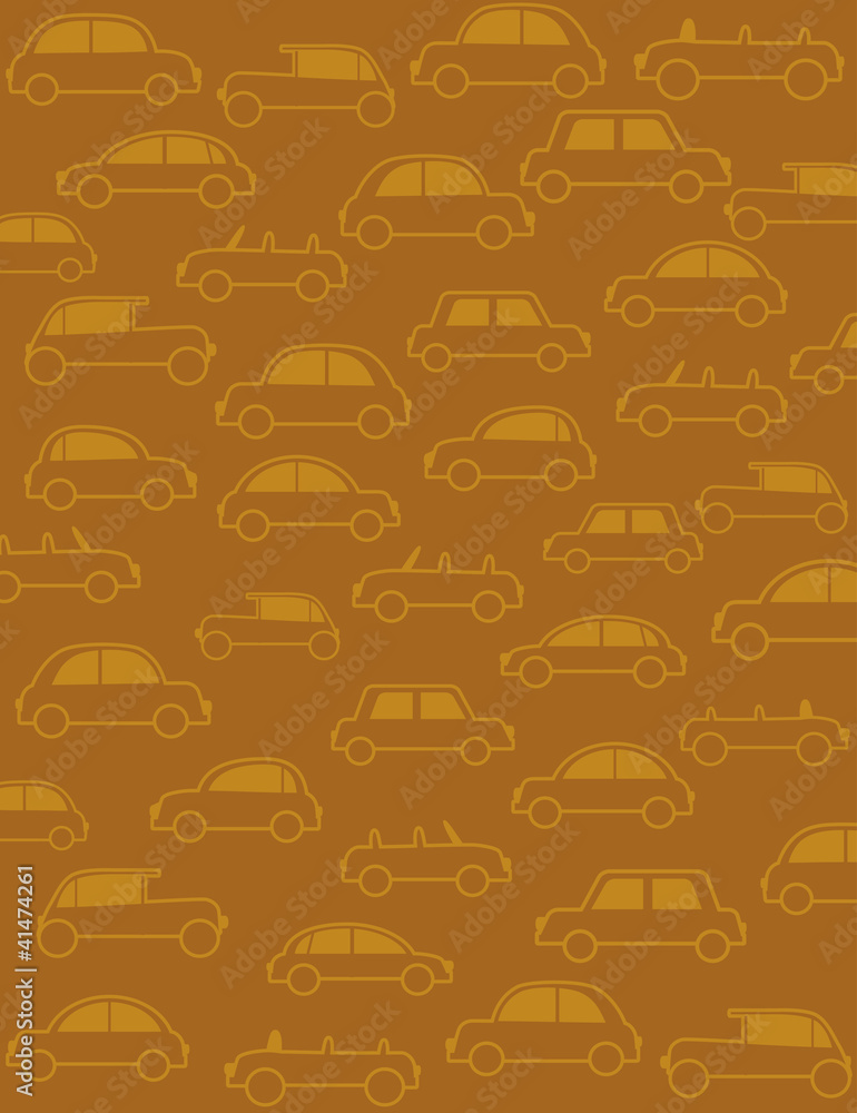 brown transport background with many cars in retro style