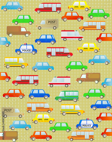 cute cartoon background with urban colorful transport