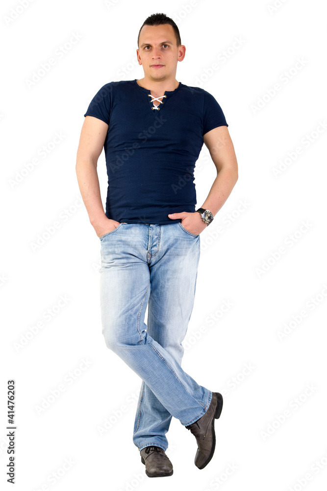 Young man posing with his legs crossed Young man posing with his legs crossed