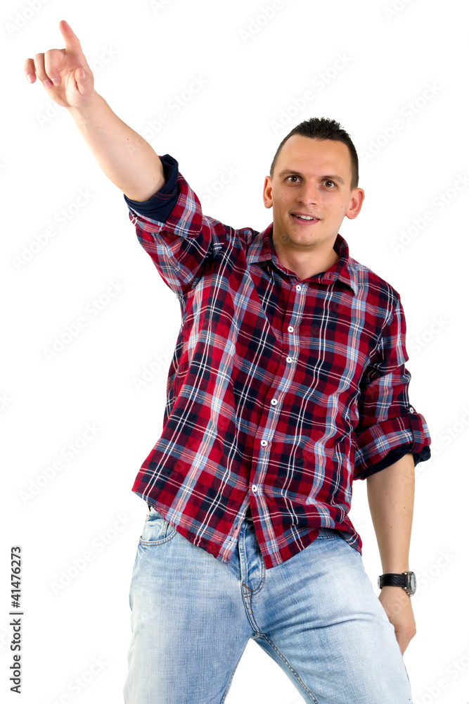 Young man pointing Young man pointing