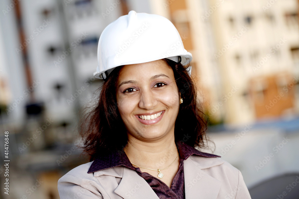 Happy Indian female construction engineer Happy Indian female construction engineer