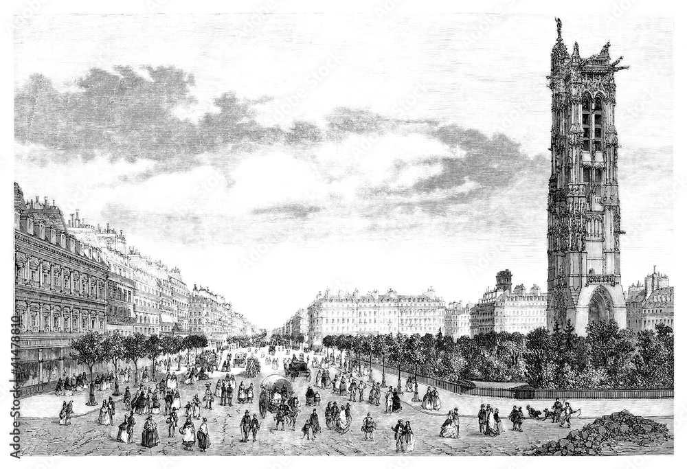 Paris - a view : Bld de Sebastopol - 19th century