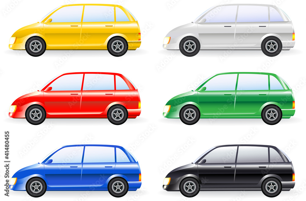 transport set of colorfull isolated modern cars model