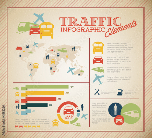 Big Vector set of Traffic Infographic elements