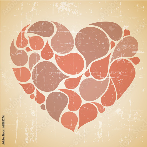 Vector red abstract retro heart