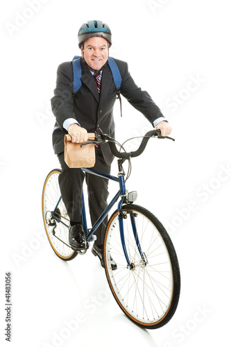 Businessman Bicycles to Work