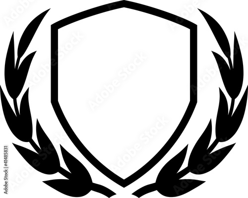 Tablou canvas Vector shield and laurel wreath isolated