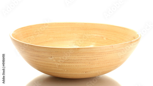 empty wooden bowl isolated on white