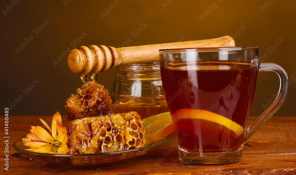 honey, lemon, honeycomb and a cup of tea honey, lemon, honeycomb and a cup of tea