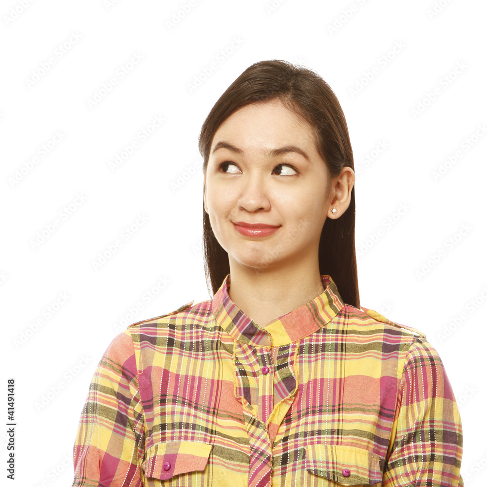 Young Woman Smiling and Thinking Young Woman Smiling and Thinking
