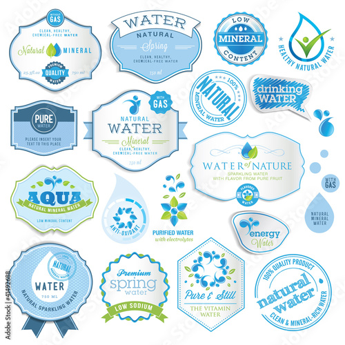 Set of water labels