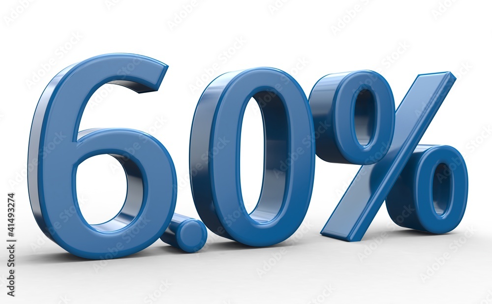 6.0 % 3d Schrift blau 6.0 % 3d Schrift blau