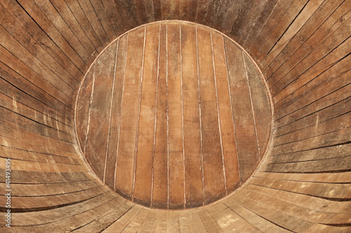 inside of wooden wine barrel