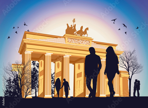 Brandenburg Gate with people around