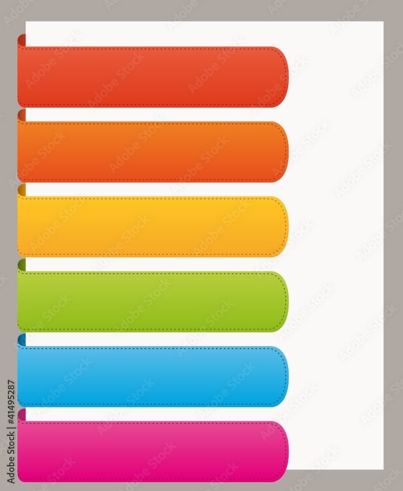 Large colorful roundish bookmarks ribbons set. Large colorful roundish bookmarks ribbons set.