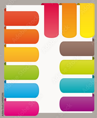 Colorful roundish bookmarks ribbons set.