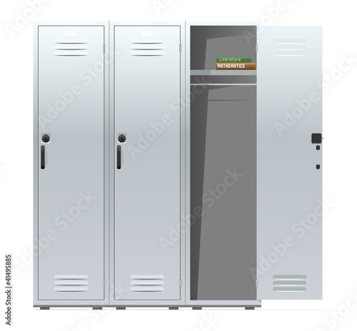 School lockers with combination locks. Vector illustration.