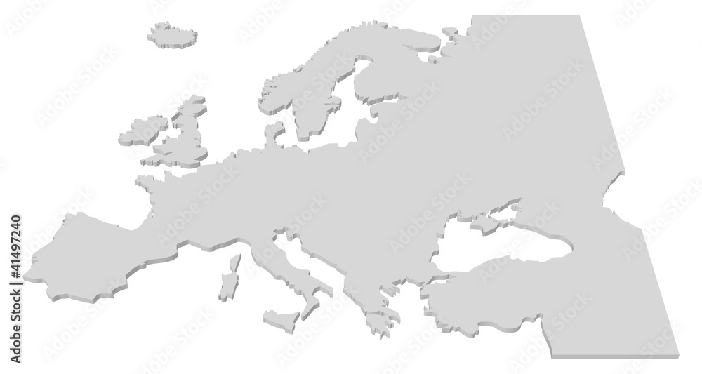 Fototapeta premium 3D Black and White Country Map of Europe