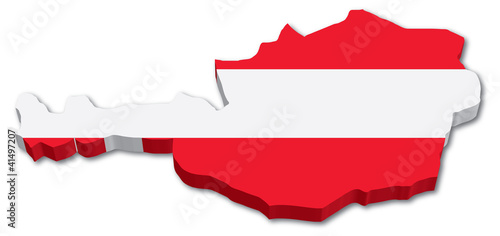 3D Austria map with flag