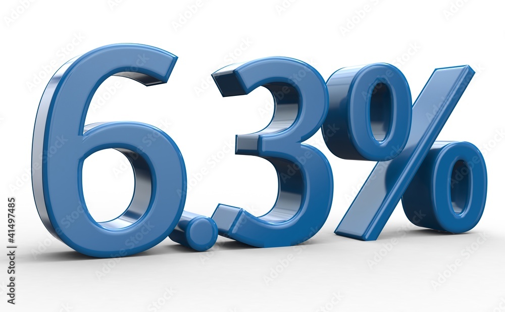 6.3 % 3d Schrift blau 6.3 % 3d Schrift blau