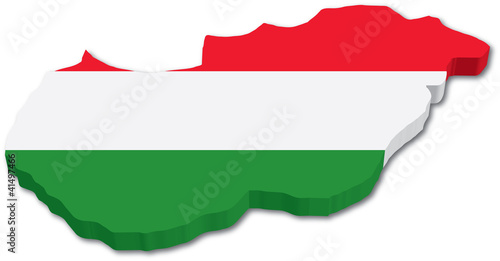 3D Hungary map with flag