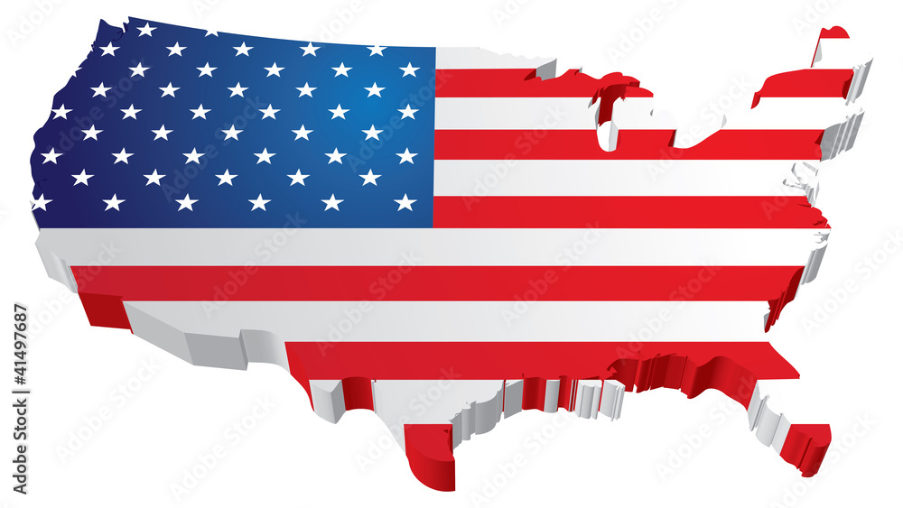 USA 3D State Flag map USA 3D State Flag map
