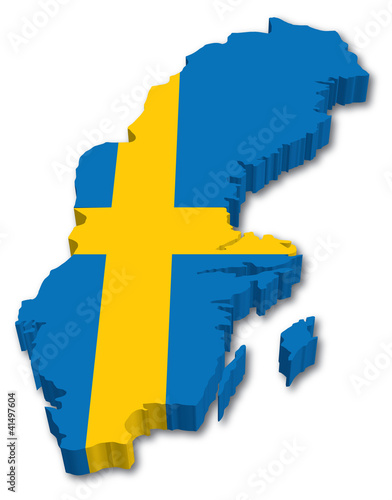 Obraz na plátně 3D Sweden map with flag