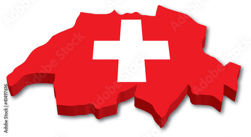 3D Swiss map with flag