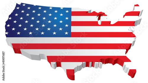 USA 3D State Flag map