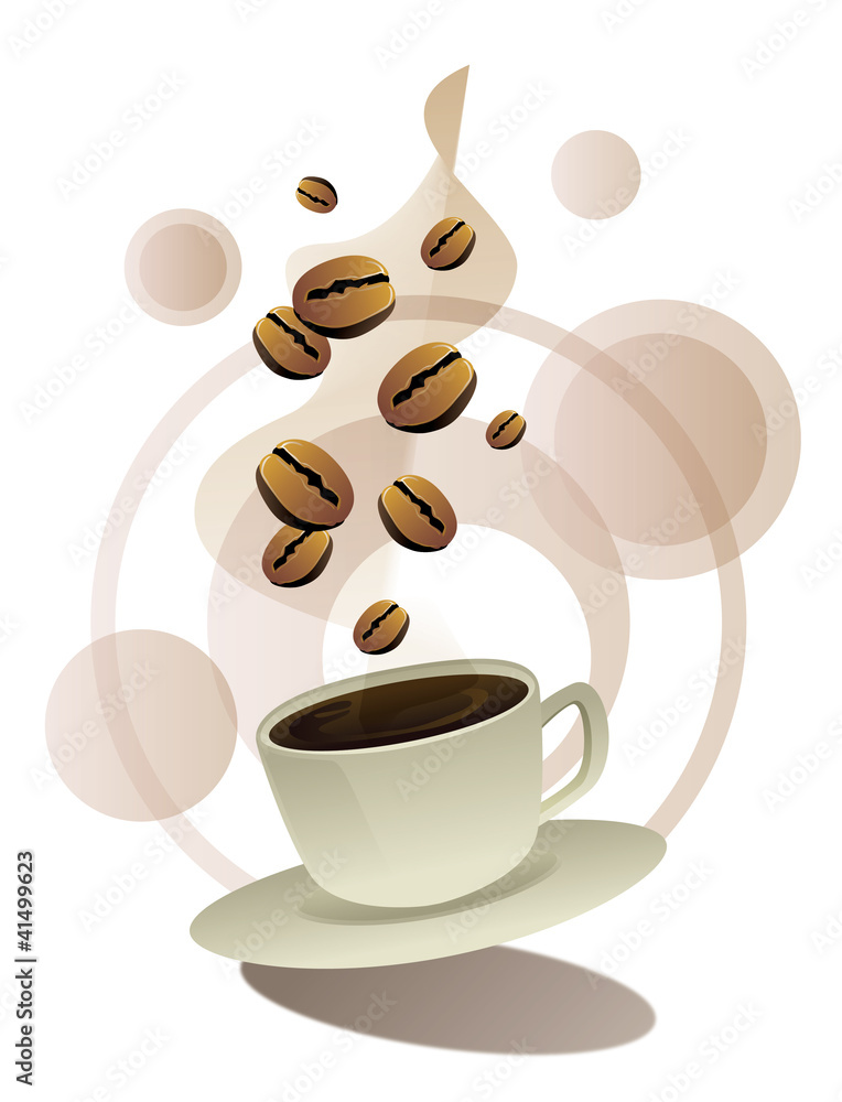 Obraz premium coffee cup with beans drawing