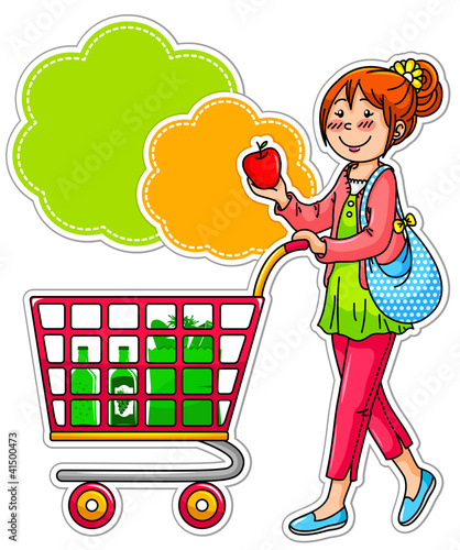 girl shopping in the supermarket