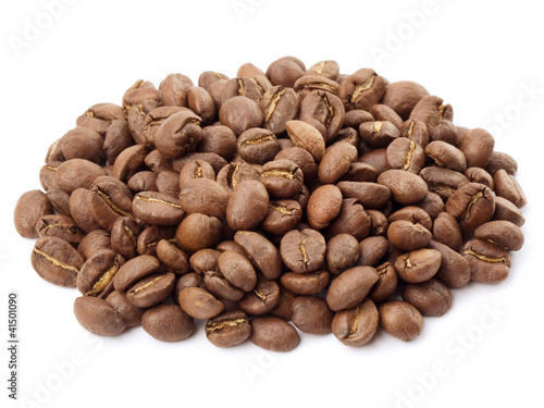 coffee beans isolated on white background. Studio macro