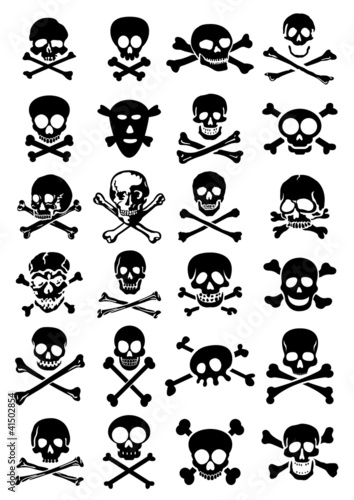 Skulls & Crossbones vector collection in white background