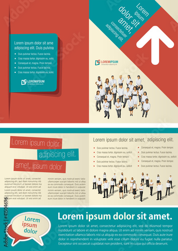 Blue and red template for advertising with business people