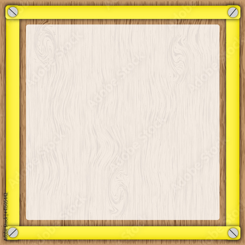 Wooden board and  tracing paper in yellow frame.