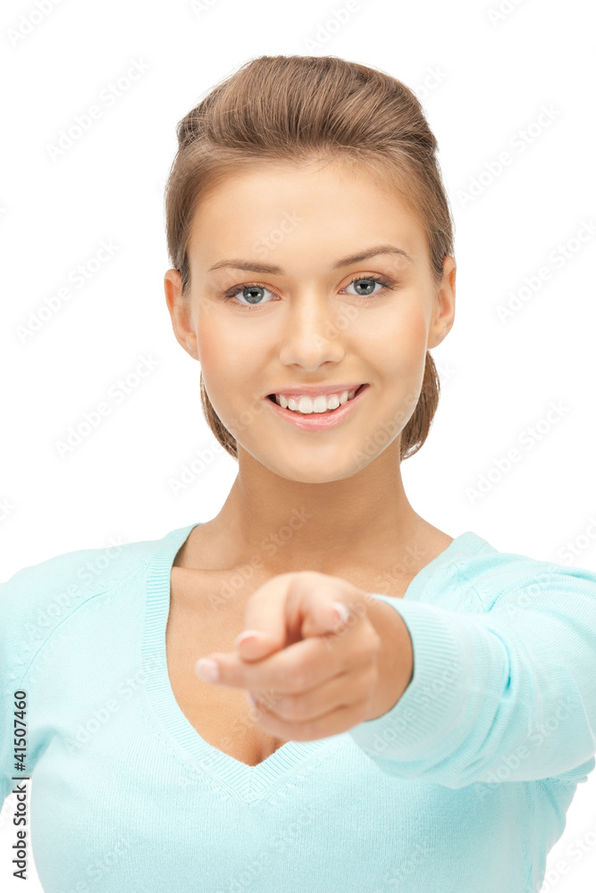 businesswoman pointing her finger